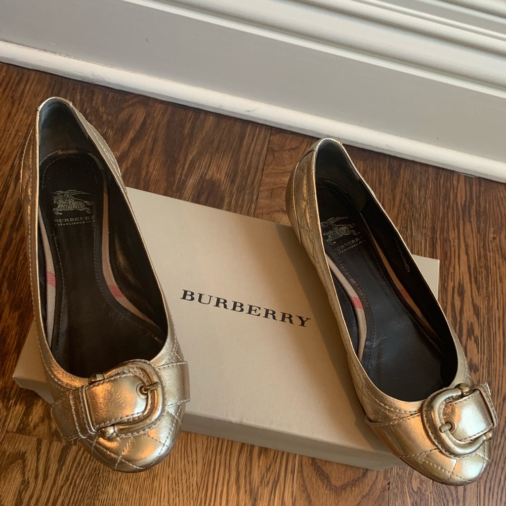Gold Burberry Flats
